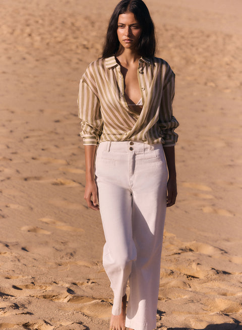 Esmaee Sahara Shirt - Sage Stripe in Sage Stripe