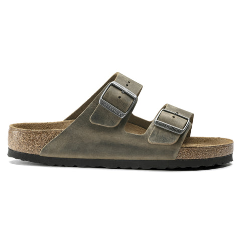 Birkenstock Arizona SFB Faded Khaki Oiled Leather Regular in Faded Khaki