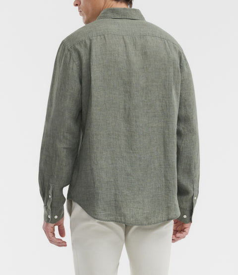 R.M.Williams Newman linen shirt in Forest green