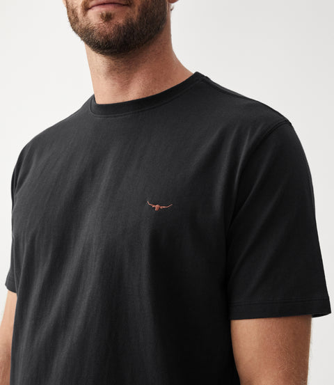 R.M.Williams Parson t-shirt in Black/chestnut