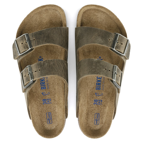 Birkenstock Arizona SFB Faded Khaki Oiled Leather Regular in Faded Khaki
