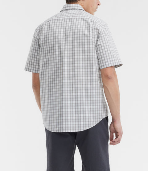 R.M.Williams Winton poplin check short sleeve shirt in White