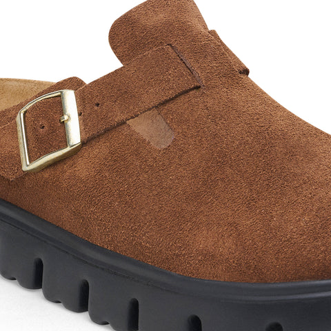 Birkenstock Boston Chunky Dark Tea Leather Narrow in Dark Tea