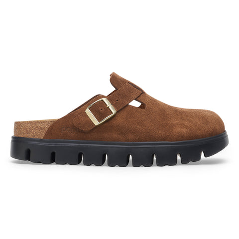 Birkenstock Boston Chunky Dark Tea Leather Narrow in Dark Tea