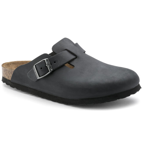 Birkenstock Boston Black Oiled Leather Regular in Black